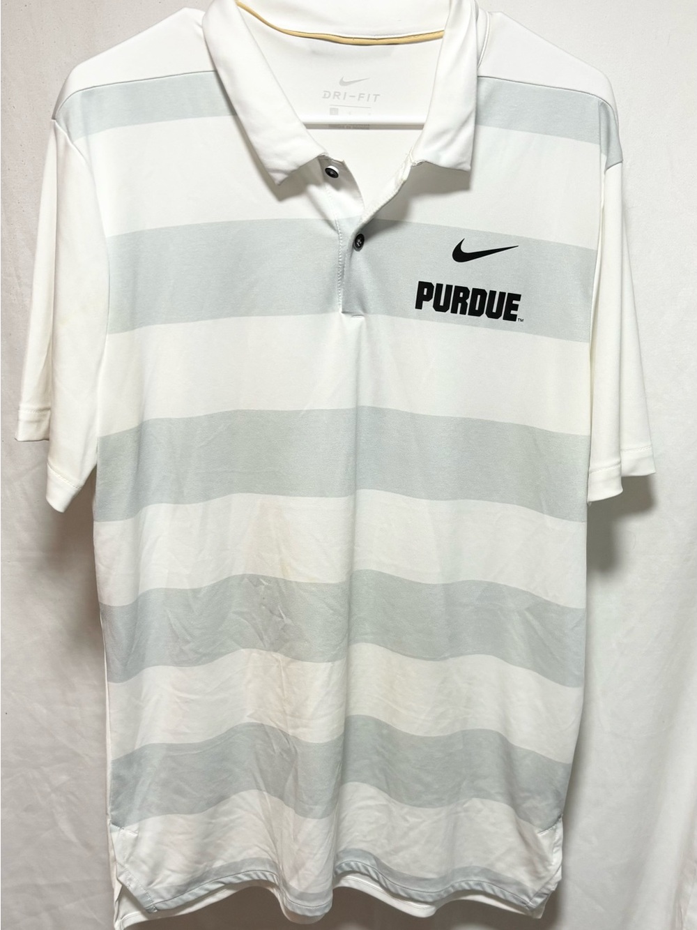 Nike White & Light Gray Striped Purdue Dri-FIT Polo